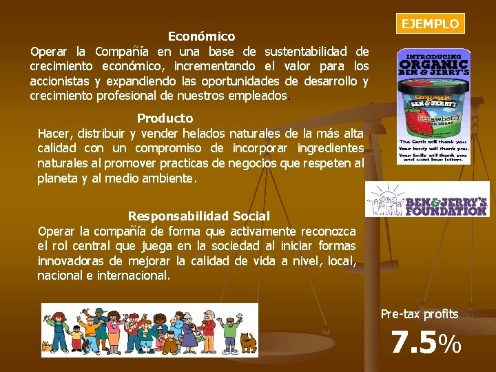 Económico Operar la Compañía en una base de sustentabilidad de crecimiento económico, incrementando el