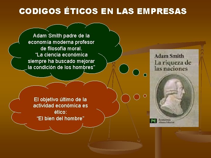 CODIGOS ÉTICOS EN LAS EMPRESAS Adam Smith padre de la economía moderna profesor de