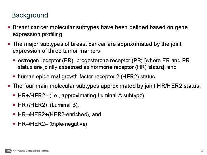 Differences in Breast Cancer Survival by Molecular Subtypes