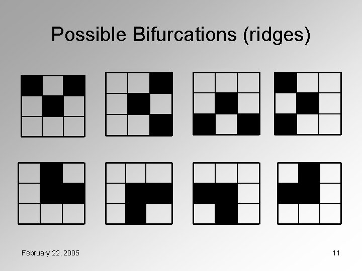 Possible Bifurcations (ridges) February 22, 2005 11 