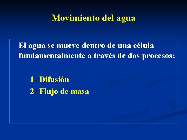 Movimiento del agua El agua se mueve dentro de una célula fundamentalmente a través Movimiento del agua El agua se mueve dentro de una célula fundamentalmente a través