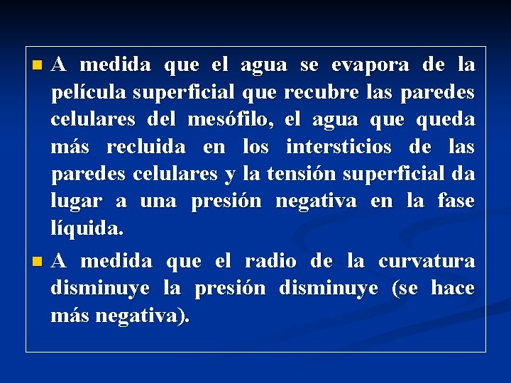 A medida que el agua se evapora de la película superficial que recubre las A medida que el agua se evapora de la película superficial que recubre las