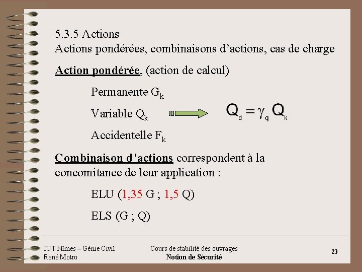 5. 3. 5 Actions pondérées, combinaisons d’actions, cas de charge Action pondérée, (action de