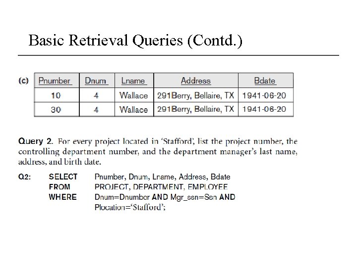 Basic Retrieval Queries (Contd. ) 