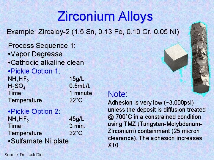 Zirconium Alloys Example: Zircaloy-2 (1. 5 Sn, 0. 13 Fe, 0. 10 Cr, 0.