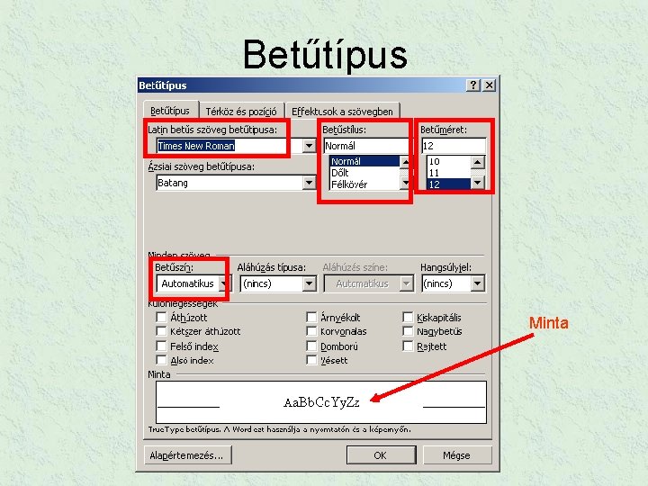 Betűtípus Minta 