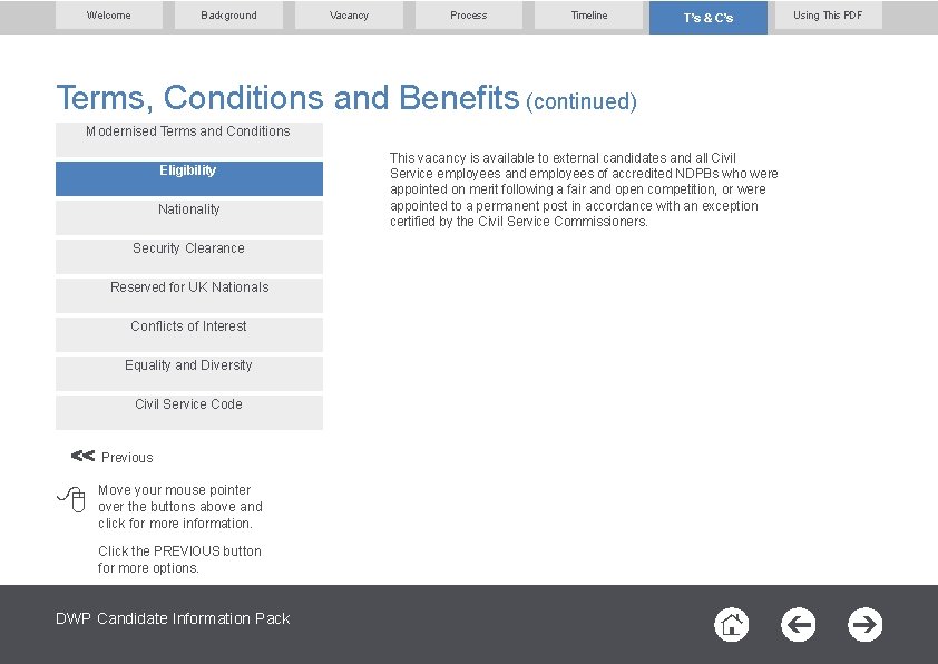 Welcome Background Vacancy Process Timeline T’s & C’s Terms, Conditions and Benefits (continued) Modernised