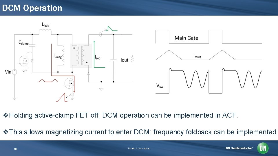DCM Operation v. Holding active-clamp FET off, DCM operation can be implemented in ACF.