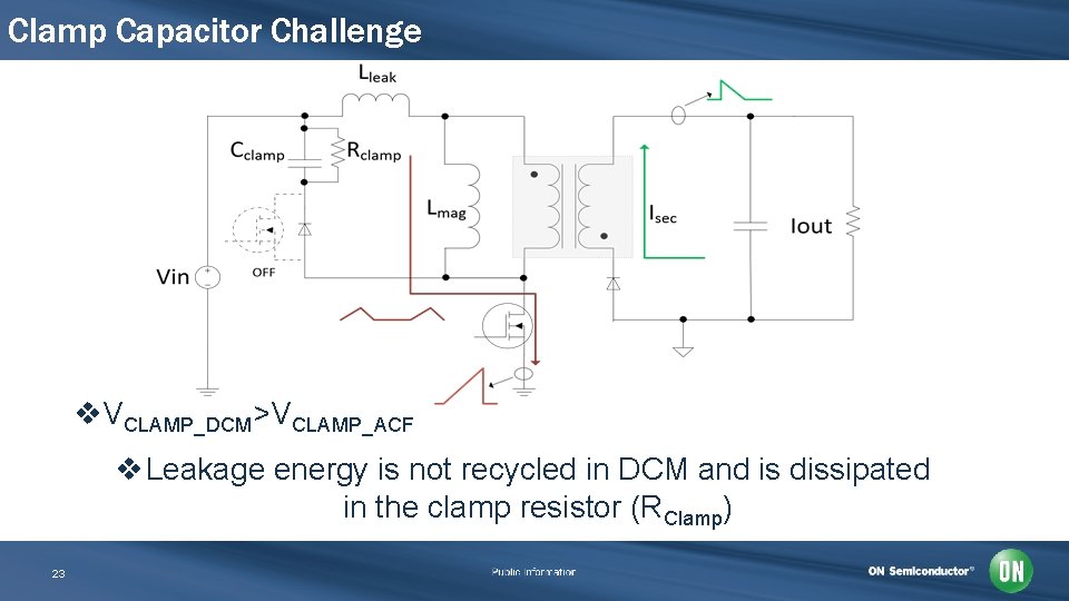 Clamp Capacitor Challenge v. VCLAMP_DCM>VCLAMP_ACF v Leakage energy is not recycled in DCM and