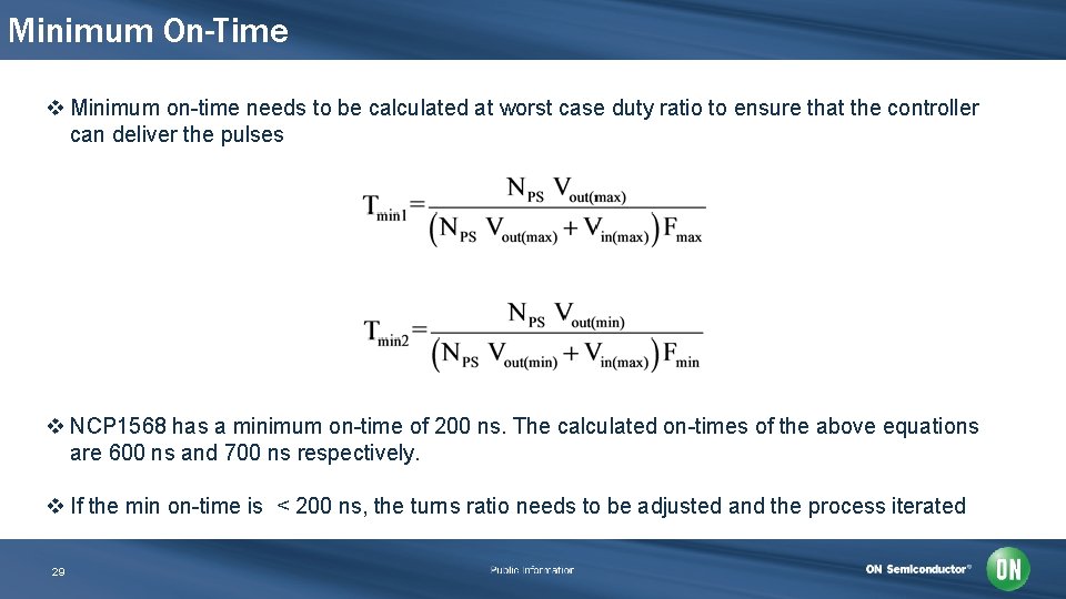 Minimum On-Time v Minimum on-time needs to be calculated at worst case duty ratio