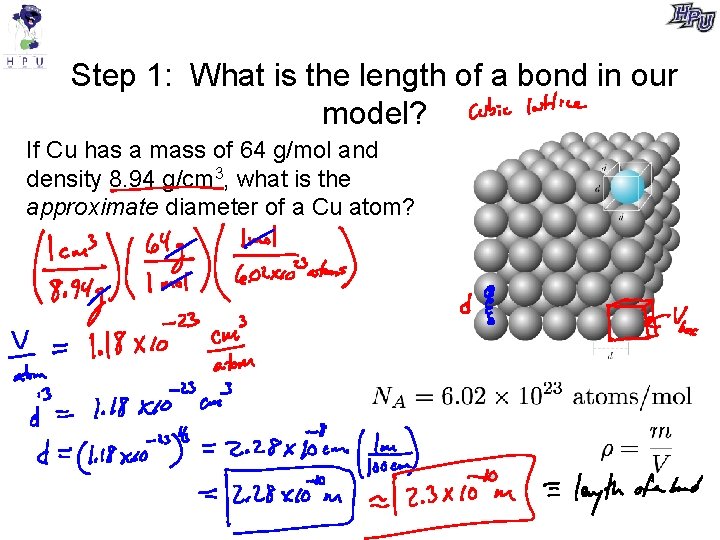 Step 1: What is the length of a bond in our model? If Cu