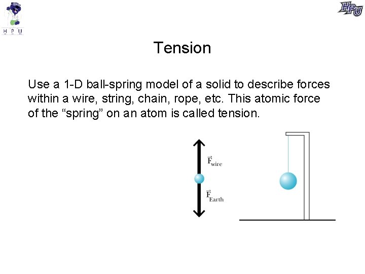 Tension Use a 1 -D ball-spring model of a solid to describe forces within