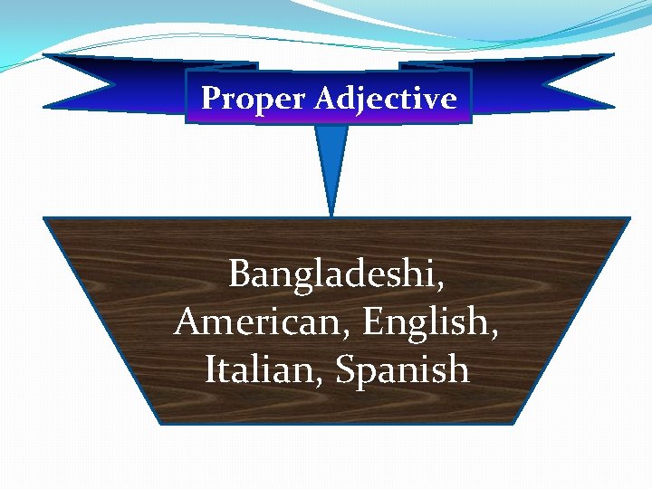 Proper Adjective Bangladeshi, American, English, Italian, Spanish 