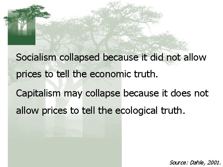 Socialism collapsed because it did not allow prices to tell the economic truth. Capitalism