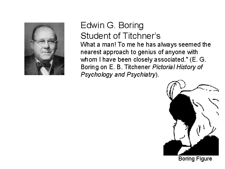 Edwin G. Boring Student of Titchner’s What a man! To me he has always