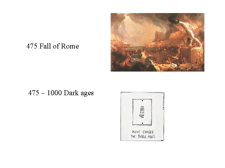 475 Fall of Rome 475 – 1000 Dark ages 