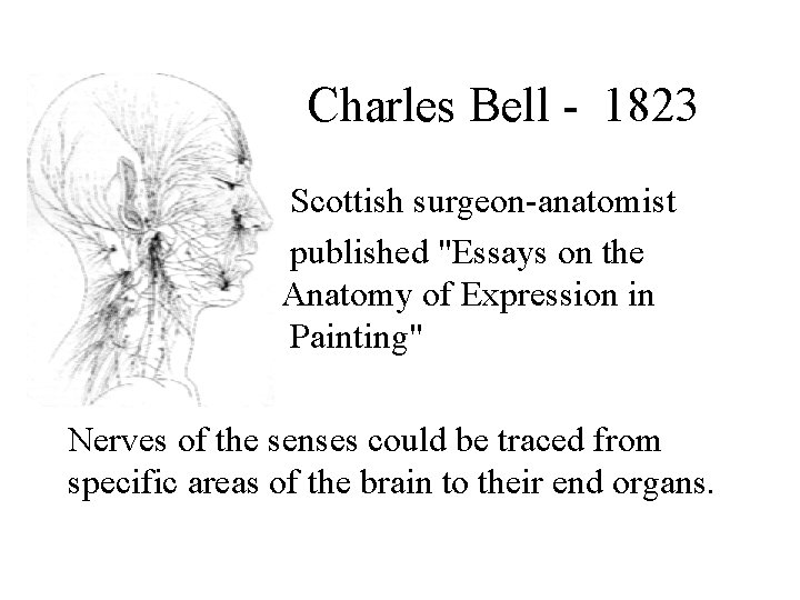 Charles Bell - 1823 Scottish surgeon-anatomist published "Essays on the Anatomy of Expression in