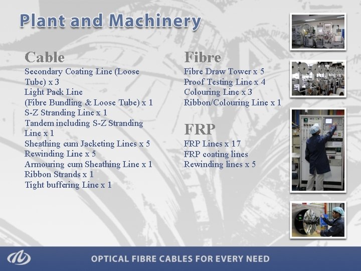 Cable Fibre Secondary Coating Line (Loose Tube) x 3 Light Pack Line (Fibre Bundling