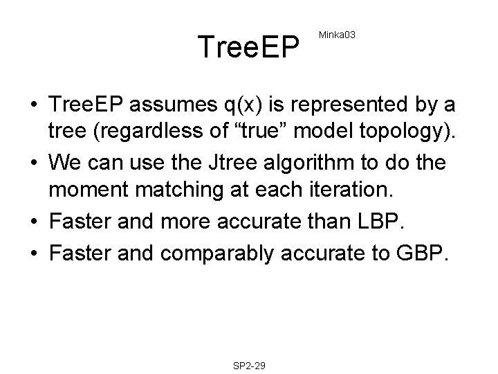 Tree. EP Minka 03 • Tree. EP assumes q(x) is represented by a tree