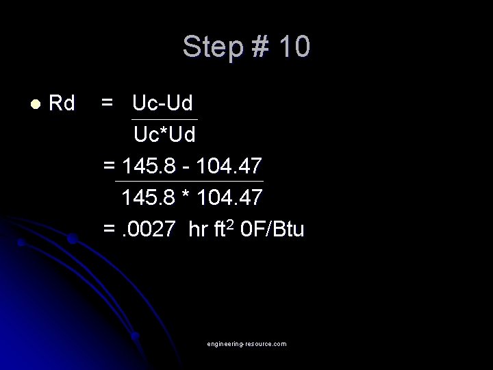 Step # 10 l Rd = Uc-Ud Uc*Ud = 145. 8 - 104. 47
