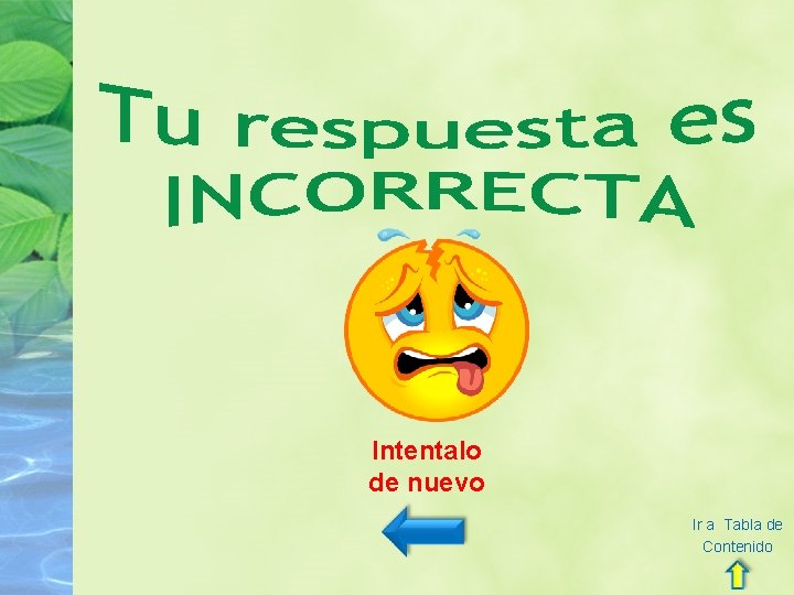 Intentalo de nuevo Ir a Tabla de Contenido 