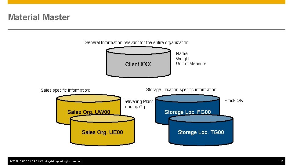 Material Master General Information relevant for the entire organization: Client XXX Name Weight Unit