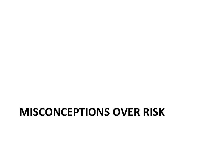 MISCONCEPTIONS OVER RISK 