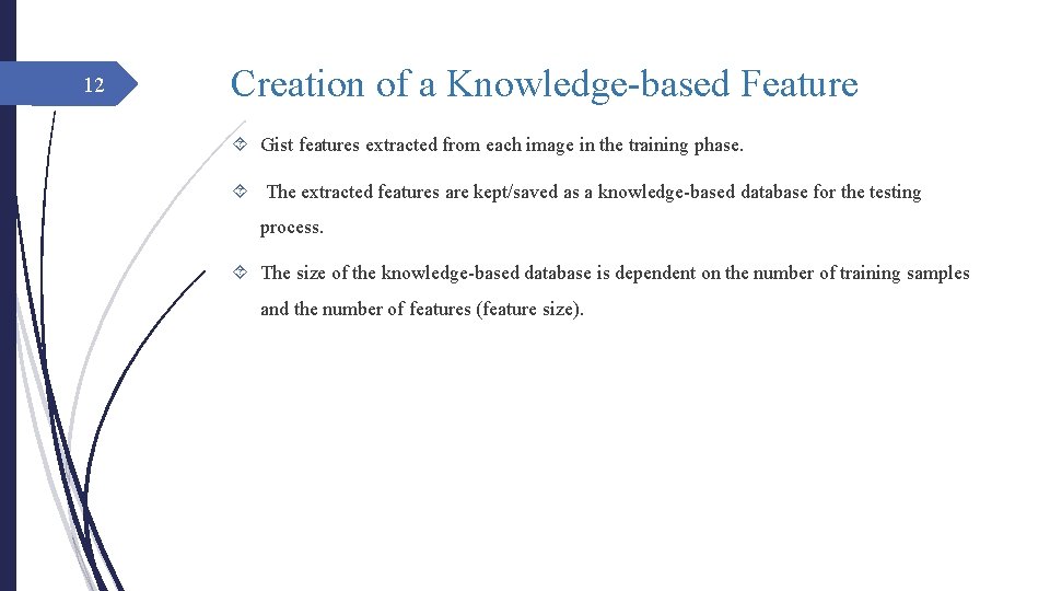 12 Creation of a Knowledge-based Feature Gist features extracted from each image in the