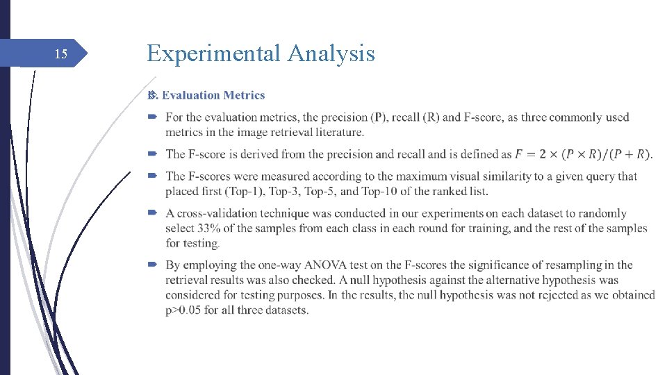 15 Experimental Analysis 