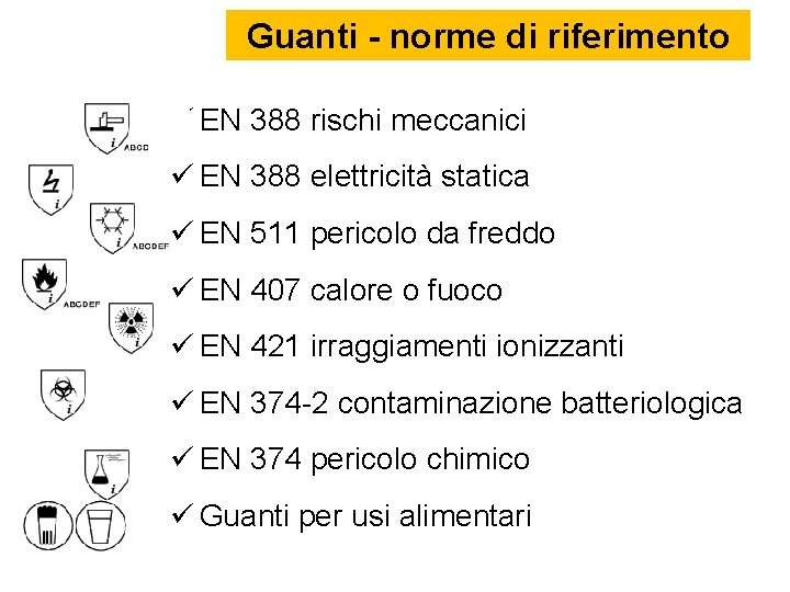 Guanti - norme di riferimento EN 388 rischi meccanici EN 388 elettricità statica EN