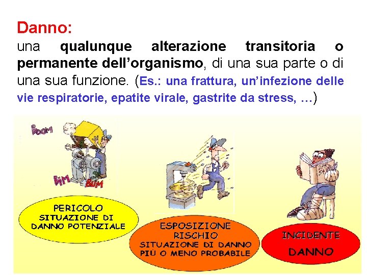 Danno: una qualunque alterazione transitoria o permanente dell’organismo, di una sua parte o di