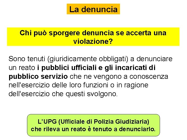 La denuncia Chi può sporgere denuncia se accerta una violazione? Sono tenuti (giuridicamente obbligati)