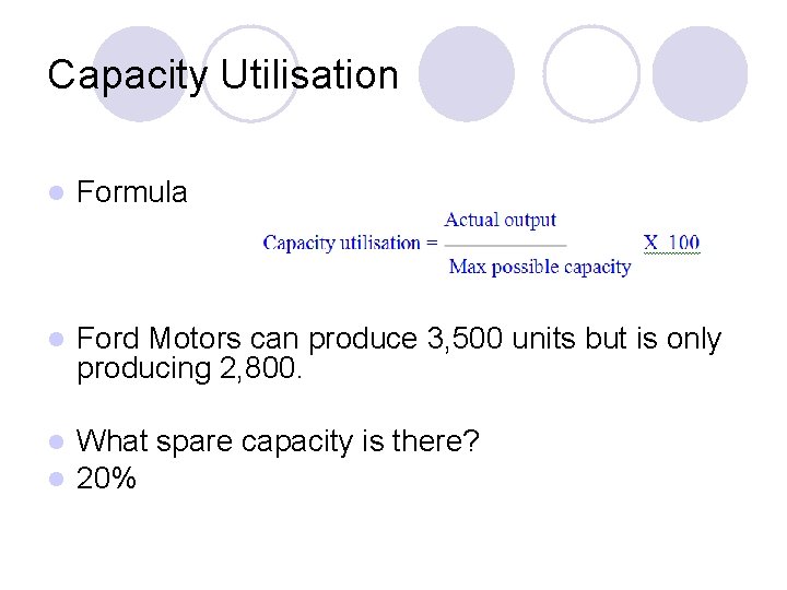 Capacity Utilisation l Formula l Ford Motors can produce 3, 500 units but is
