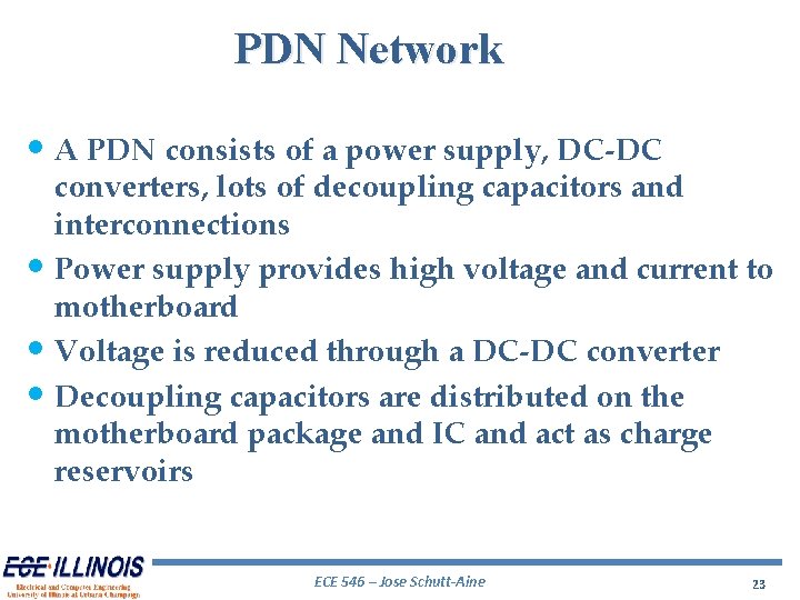 PDN Network • A PDN consists of a power supply, DC-DC converters, lots of