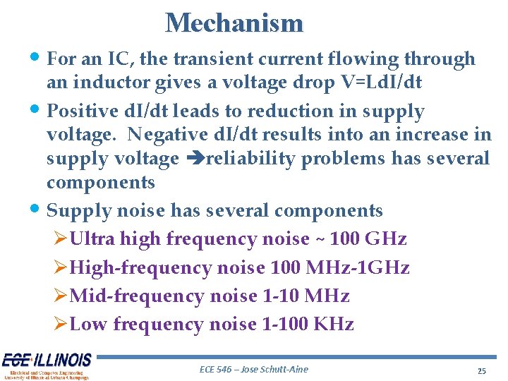 Mechanism • For an IC, the transient current flowing through an inductor gives a