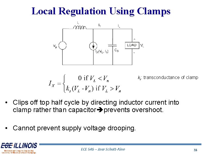 Local Regulation Using Clamps ks: transconductance of clamp • Clips off top half cycle