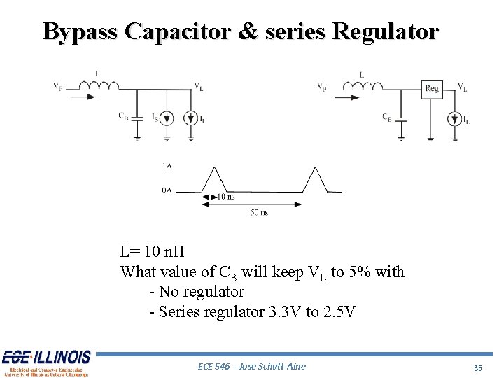 Bypass Capacitor & series Regulator L= 10 n. H What value of CB will