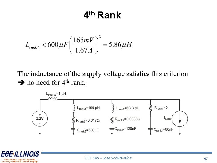 4 th Rank The inductance of the supply voltage satisfies this criterion no need