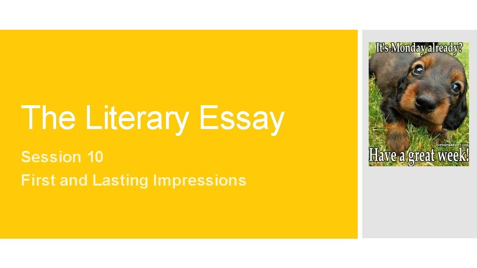 The Literary Essay Session 10 First and Lasting Impressions 