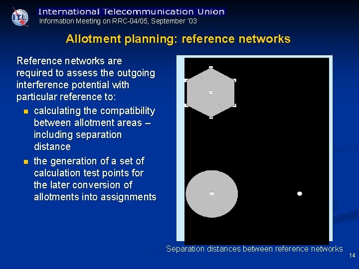 Information Meeting on RRC 04/05, September ’ 03 Allotment planning: reference networks Reference networks