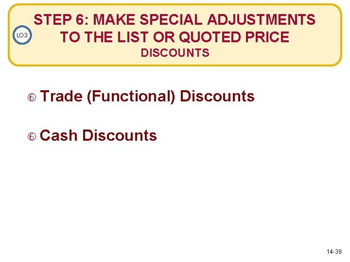 LO 3 STEP 6: MAKE SPECIAL ADJUSTMENTS TO THE LIST OR QUOTED PRICE DISCOUNTS