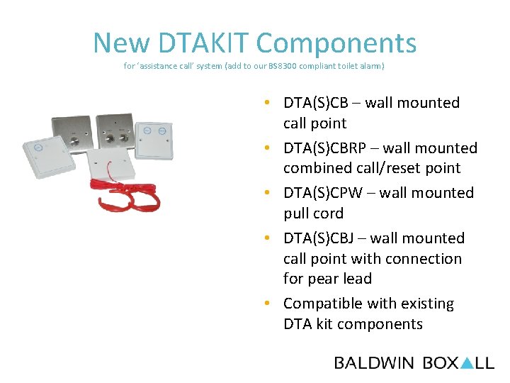 New DTAKIT Components for ‘assistance call’ system (add to our BS 8300 compliant toilet