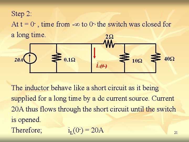 Step 2: At t = 0 - , time from -∞ to 0 -, Step 2: At t = 0 - , time from -∞ to 0 -,