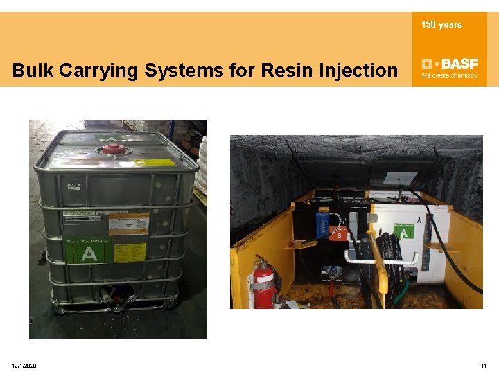 150 years Bulk Carrying Systems for Resin Injection 12/1/2020 11 