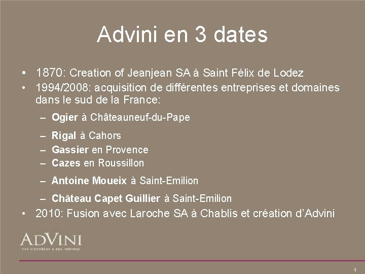 Advini en 3 dates • 1870: Creation of Jeanjean SA à Saint Félix de