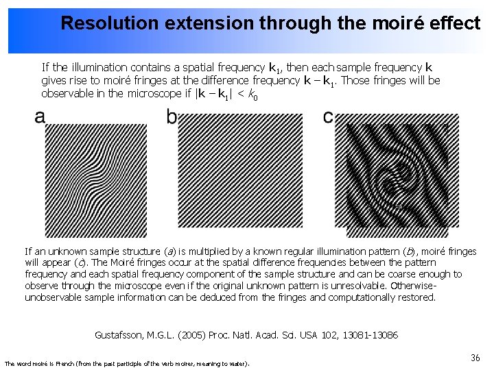 Resolution extension through the moiré effect If the illumination contains a spatial frequency k