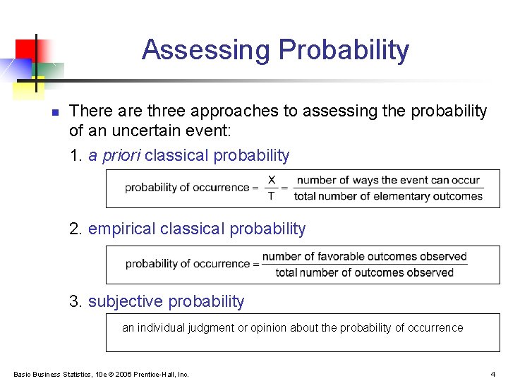Assessing Probability n There are three approaches to assessing the probability of an uncertain