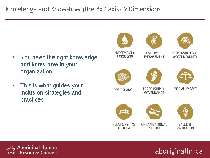 Knowledge and Know-how (the “x” axis- 9 Dimensions • You need the right knowledge