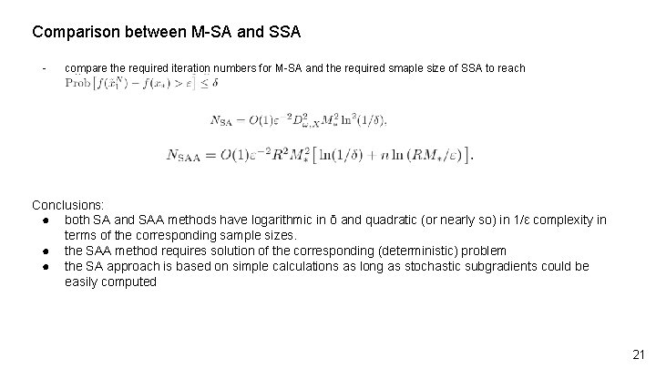 Comparison between M-SA and SSA - compare the required iteration numbers for M-SA and Comparison between M-SA and SSA - compare the required iteration numbers for M-SA and