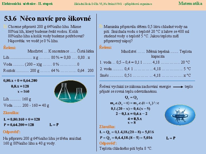 Elektronická učebnice - II. stupeň Elektronická učebnice – II. stupeň Základní škola Děčín VI,